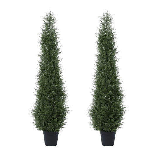 2 Pack 5 Feet Artificial Cedar Tree UV Rated for Indoor/Outdoor Decor , DR.Planzen