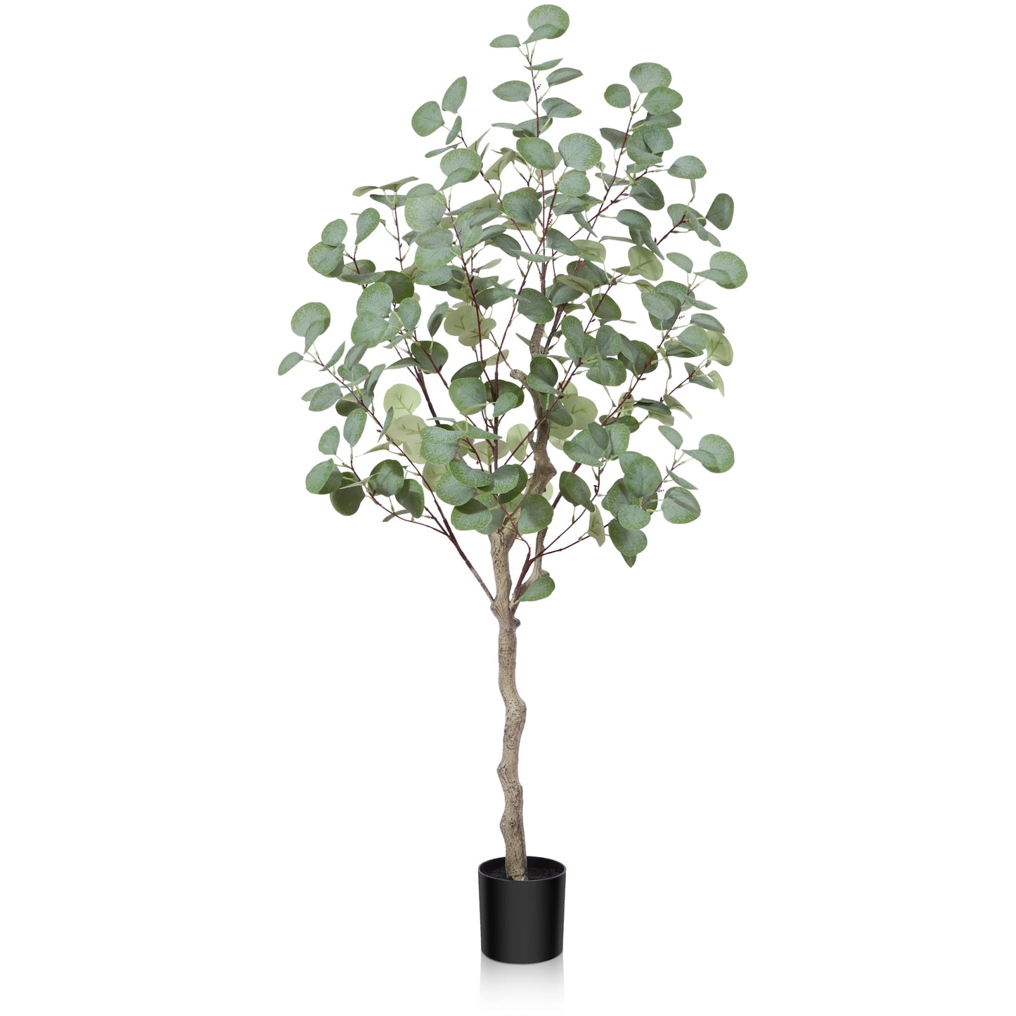 4 FT Artificial Plants Eucalyptus Silk Tree in Pot, Faux Plastic Eucalyptus Plant with Durable Plastic Trunk for Home Decor Office House Living Room Indoor Outdoor