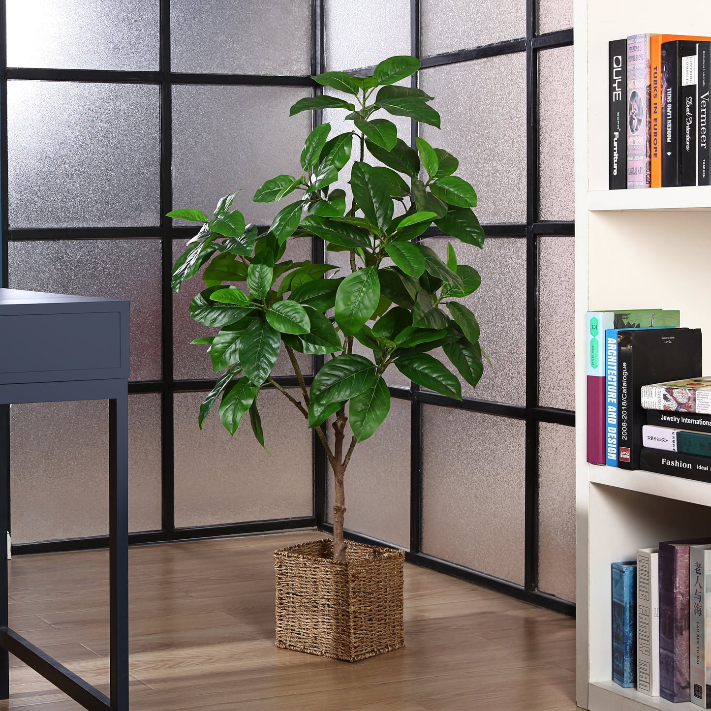 Artificial Plants, 4 Ft Ficus Tree Faux Rubber Plants Indoor Outdoor Decor Fake Tree in Pot Plastic Plants for Home Decor Office Living Room Porch Patio Perfect Housewarming Gift Green