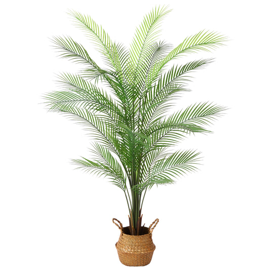 5 ft Artificial Palm Plants in Basket Fake Plants Artificial Paradise Palm Plant Faux Trees for Home Decor Indoor Outdoor Ornaments with Seagrass Basket, Set of 1