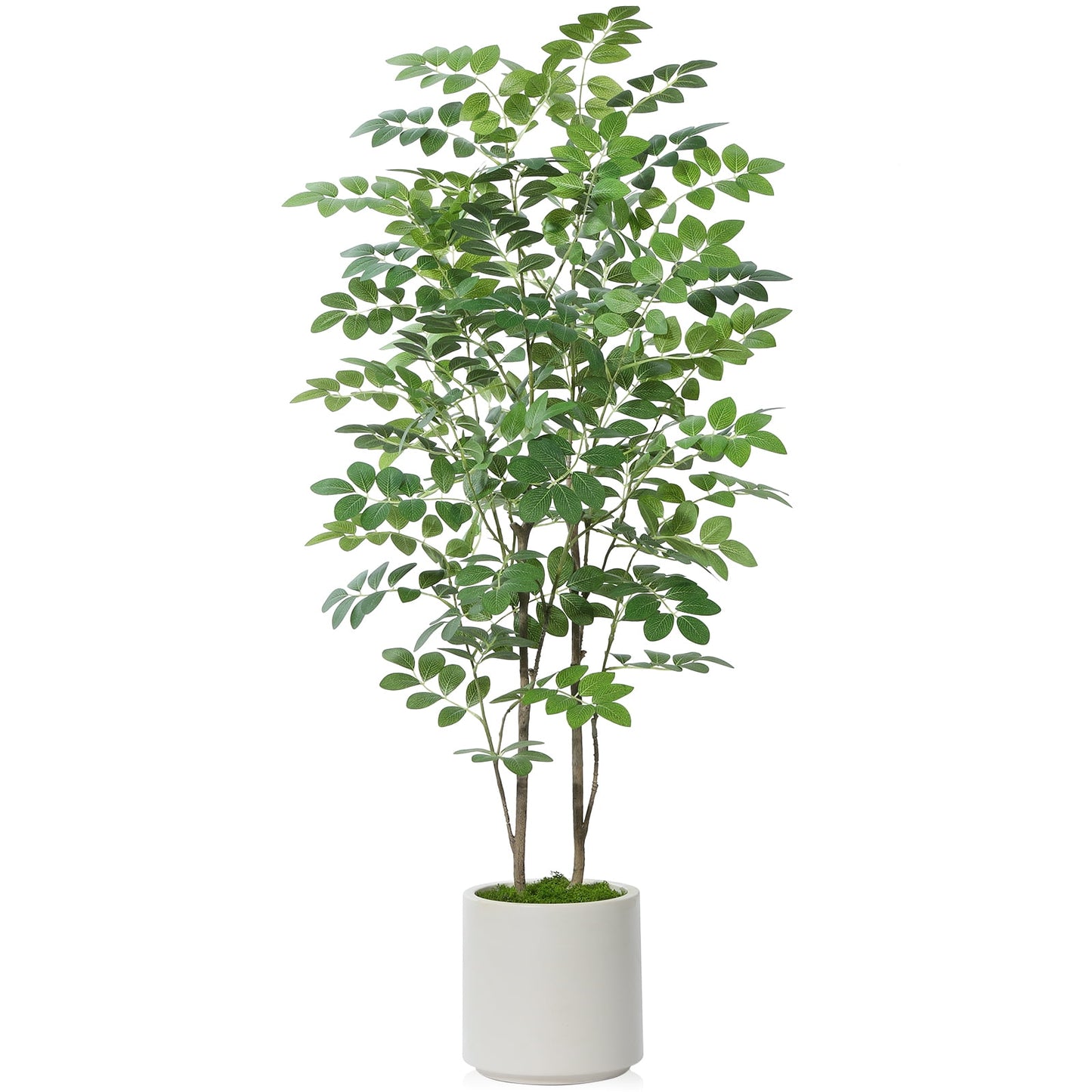 4FT Tall Large Artificial Eucalyptus Tree with 8.5 inches White Planter