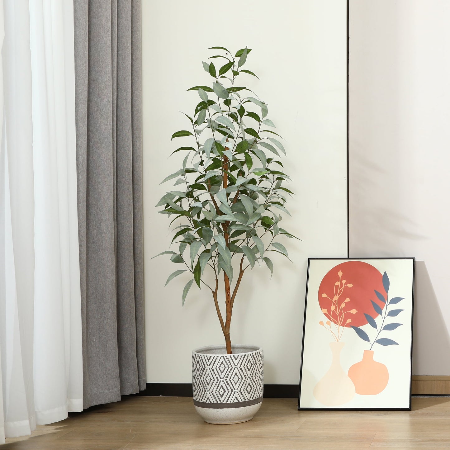 5FT Artificial Eucalyptus Plants with Realistic Leaves and Natural Trunk