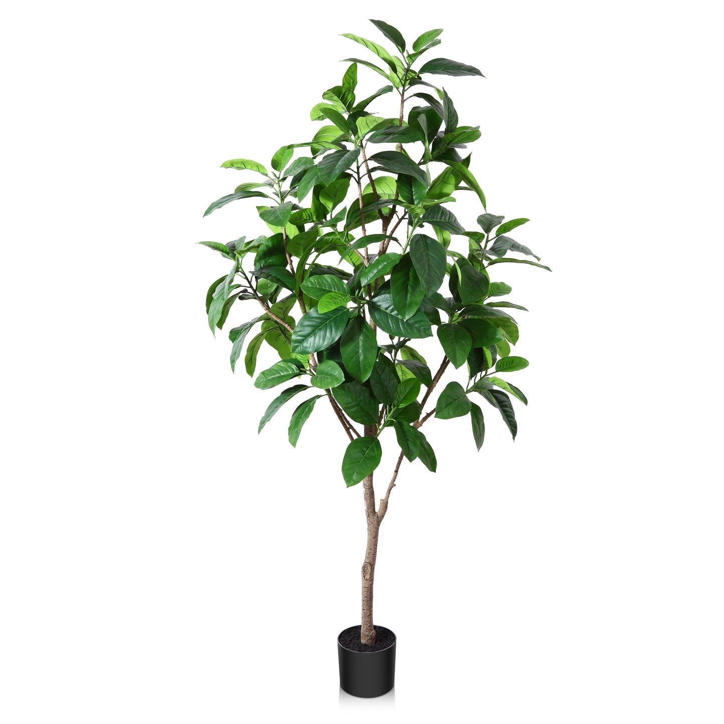 Artificial Plants, 5 Ft Ficus Tree Faux Rubber Plants Indoor Outdoor Decor Fake Tree in Pot Plastic Plants for Home Decor Office Living Room Porch Patio Perfect Housewarming Gift Green