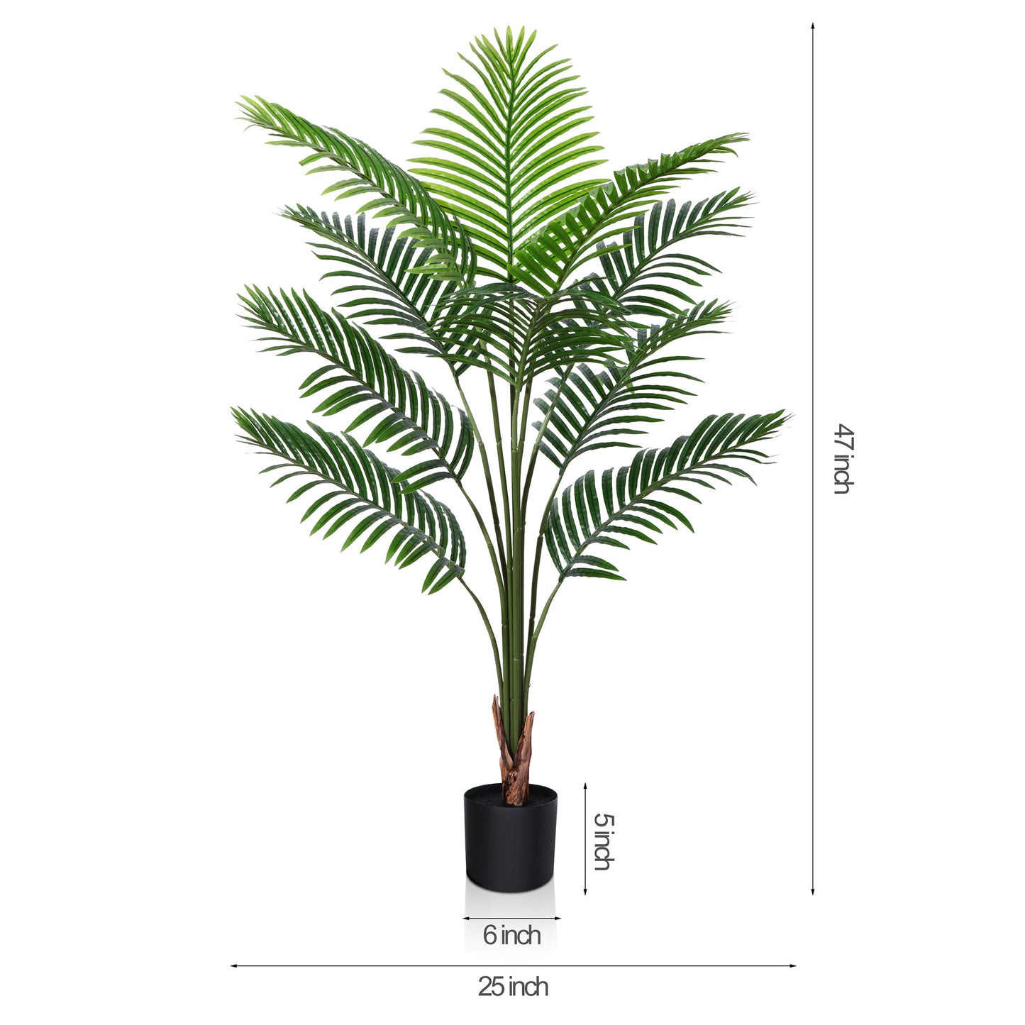 Artificial Tropical Palm Plants 4 Feet Fake Plant for Home Decor Indoor Outdoor Faux Areca Palm Tree in Pot for Home Office Perfect Housewarming Gift