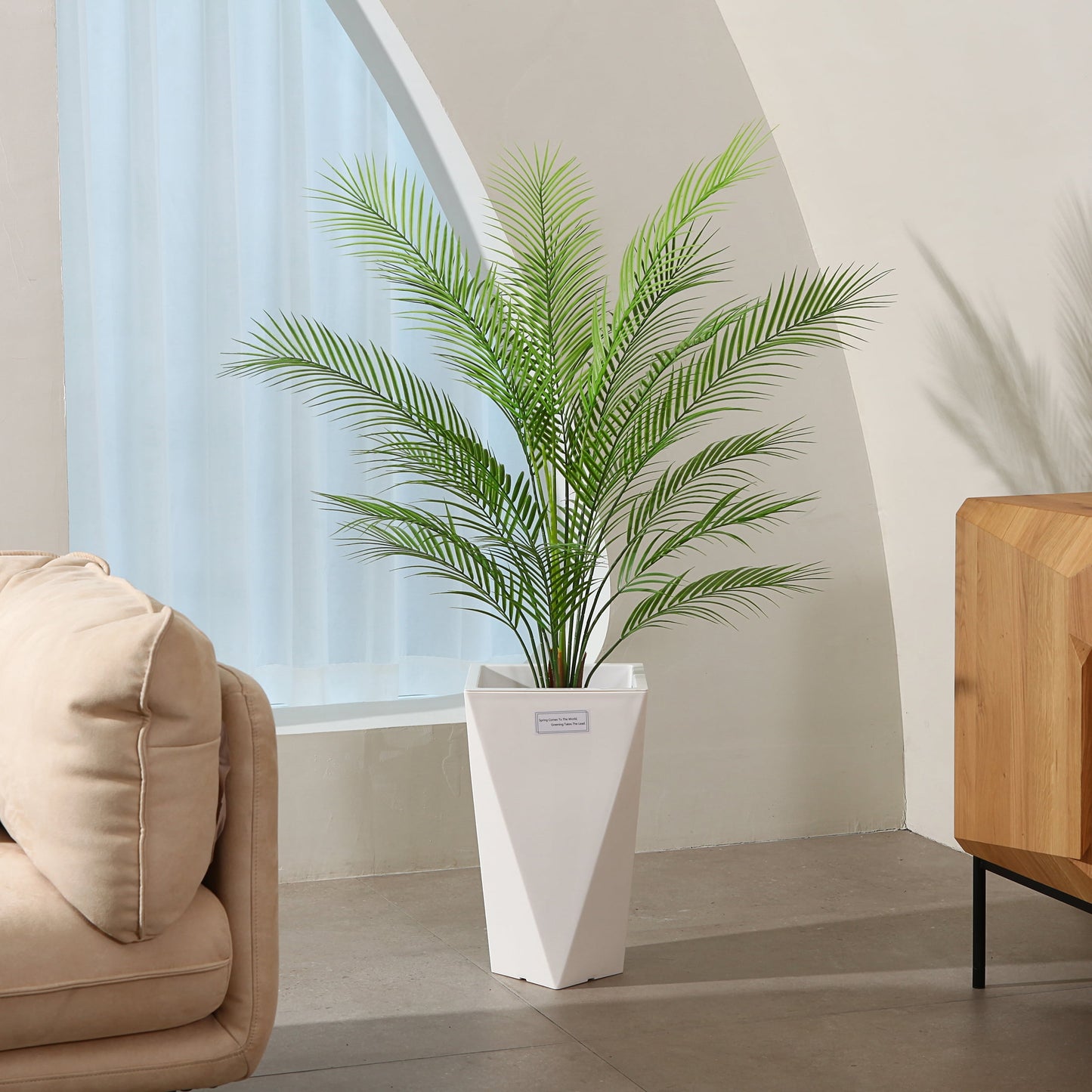 4 ft Artificial Palm Plants in Basket Fake Plants Artificial Paradise Palm Plant Faux Trees for Home Decor Indoor Outdoor Ornaments with Seagrass Basket, Set of 1