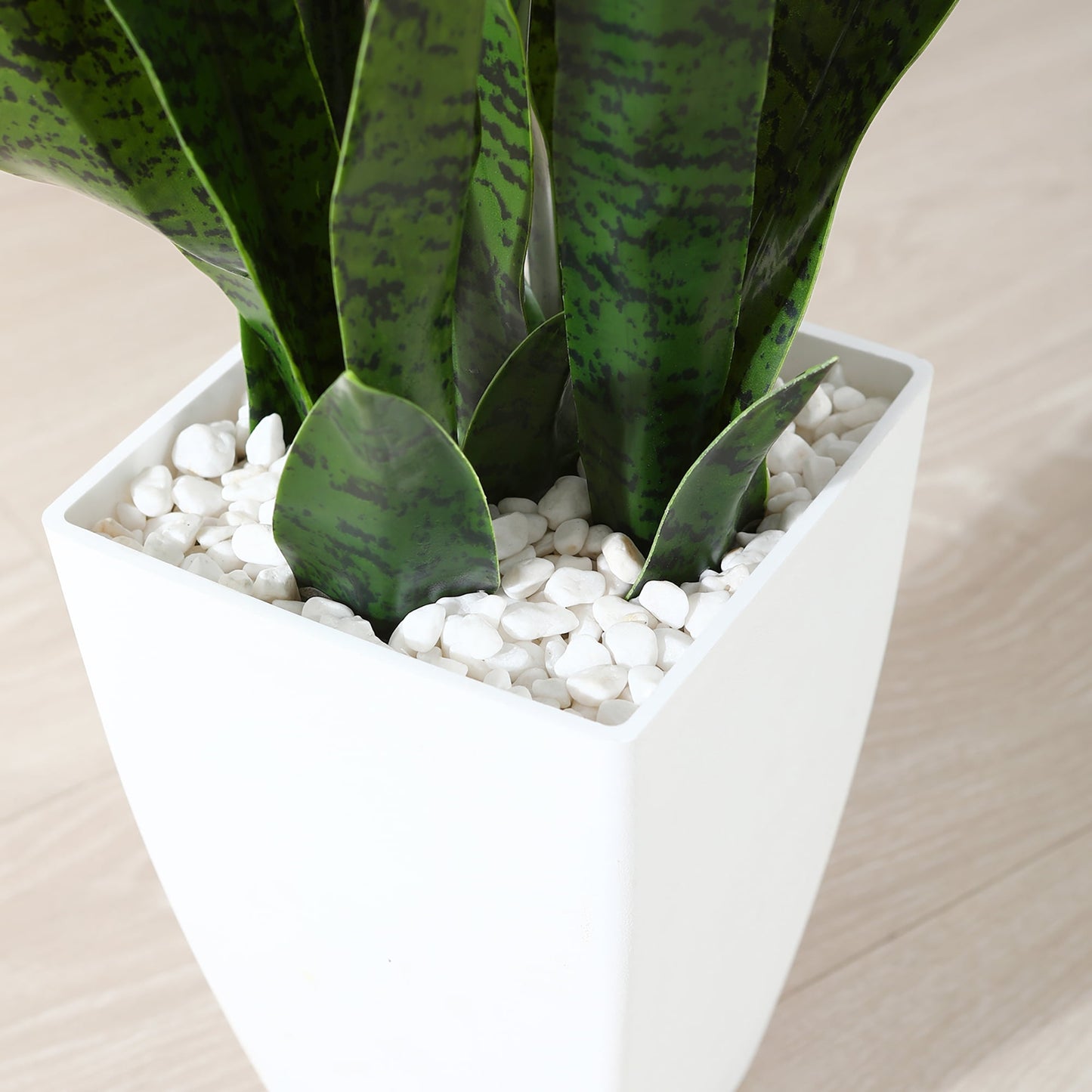 Green 43'' Tall Large Artificial Snake Plant with 9'' inches High White Taper Planter,Tall Faux Sansevieria Plant with 20 Leaves for Home Bedroom Living Room Bathroom Indoor Outdoor Decor