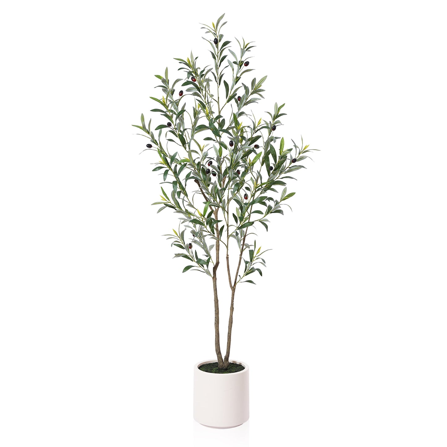 5 ft Tall Large Artificial Olive Tree with 8.6 inches White Planter ,Fake Olive Trees for Indoor Use,Faux Olive Silk Tree,Olive Plantsfor Home Decor and Housewarming Gift