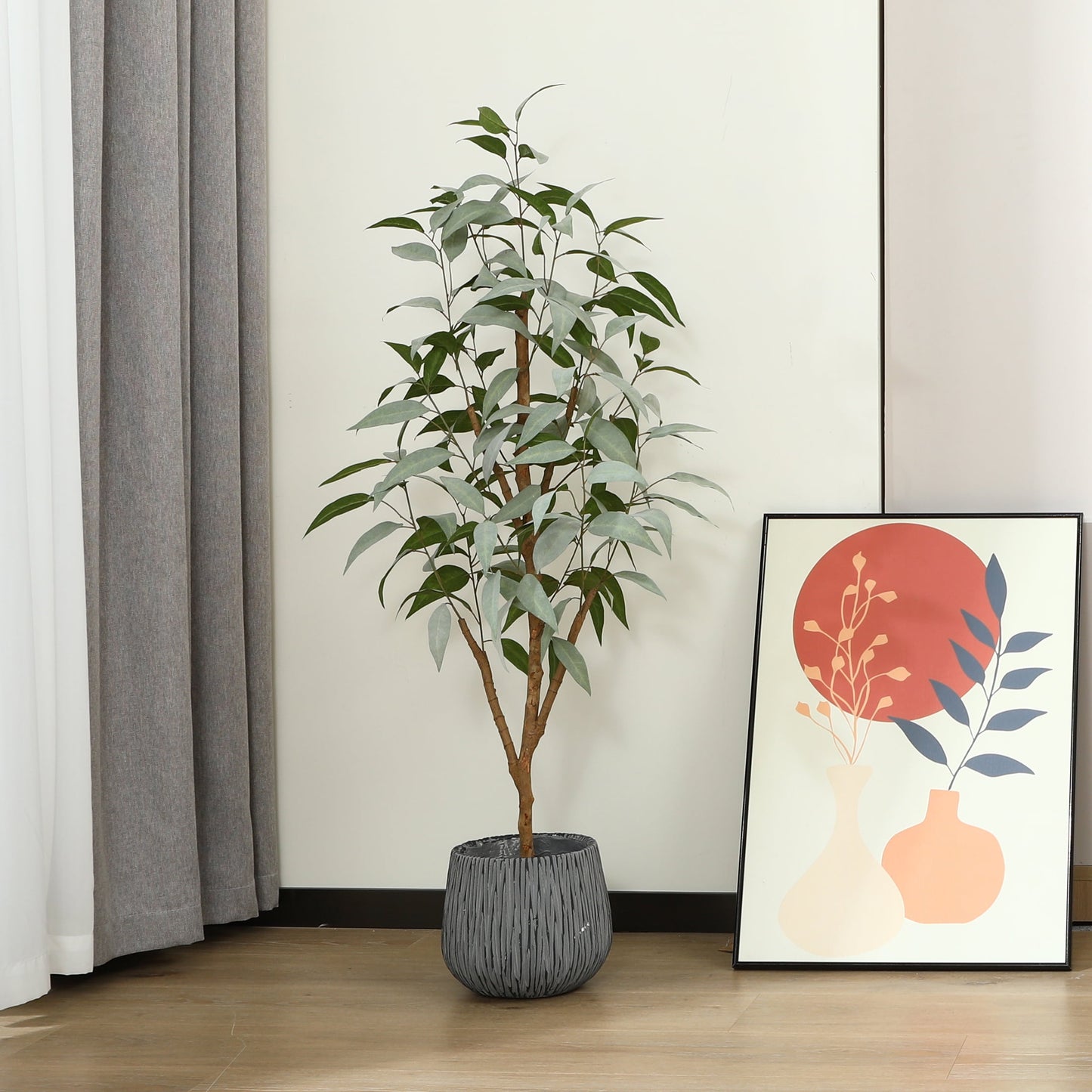 4FT Artificial Eucalyptus Plants with Realistic Leaves and Natural Trunk