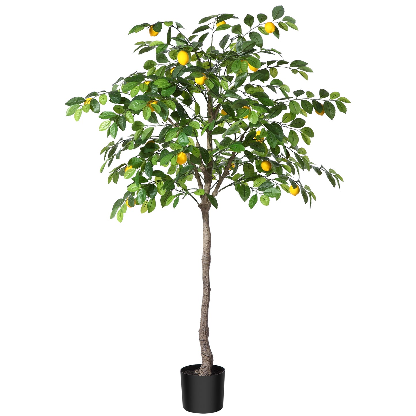 Fake Lemon Tree, 5FT Artificial Lemon Silk Plants, Pre Potted Faux Lemon Tree, Plastic Lemon Fruit Tree for Home Decor Living Room Office, Topiary Artificial Plants Outdoor