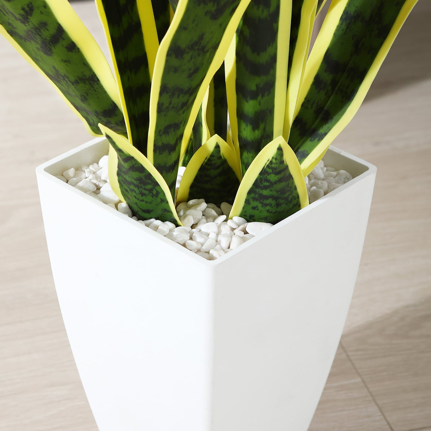 Yellow 43'' Tall Large Artificial Snake Plant with 9'' White Taper Planter,Plastic Floor Plants Tall Faux Sansevieria Plant with 20 Leaves for Home Bedroom Living Room Bathroom Indoor Outdoor Decor