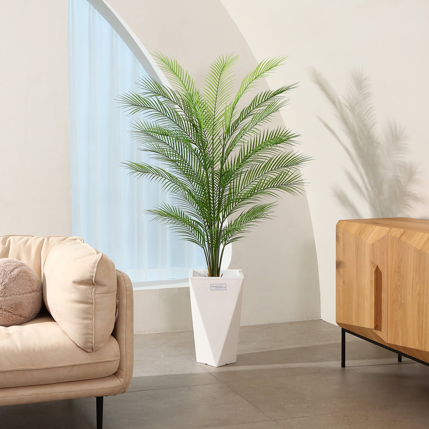 5 ft Artificial Palm Plants in Basket Fake Plants Artificial Paradise Palm Plant Faux Trees for Home Decor Indoor Outdoor Ornaments with Seagrass Basket, Set of 1