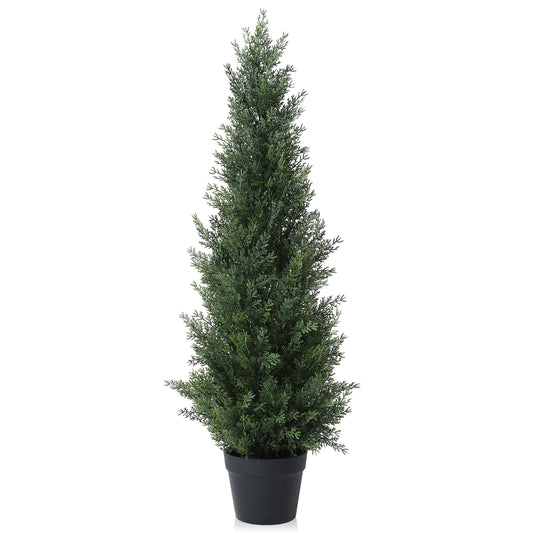 Artificial Cedar Tree 3 ft Outdoor Artificial Topiary Cedar Plants Fake Tree UV Rated Potted Tree for Porch Decor Faux Pine Tree for Perfect Housewarming Gift 1Pack