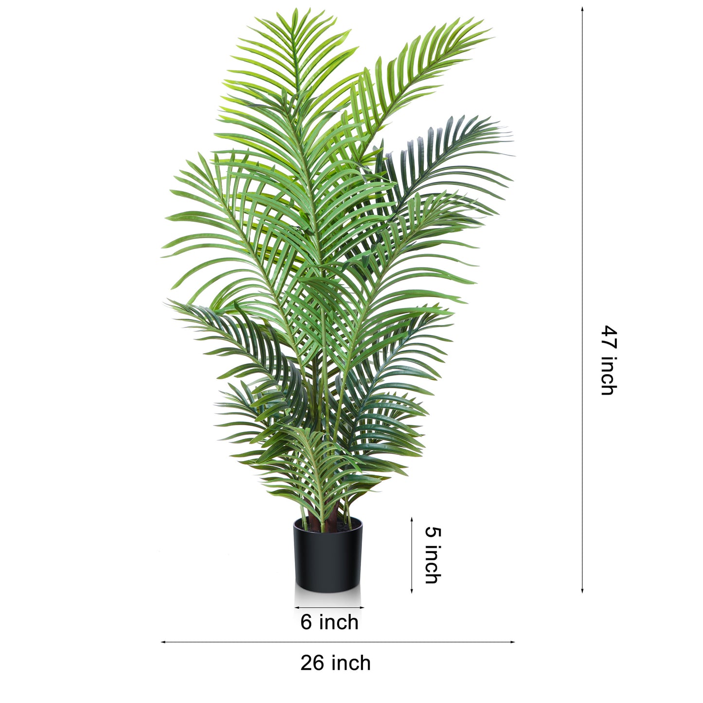 Fake Majesty Palm Plant 4 Feet Artificial Majestic Palm Faux Ravenea Rivularis in Pot for Indoor Outdoor Home Office Store, Great Housewarming Gift