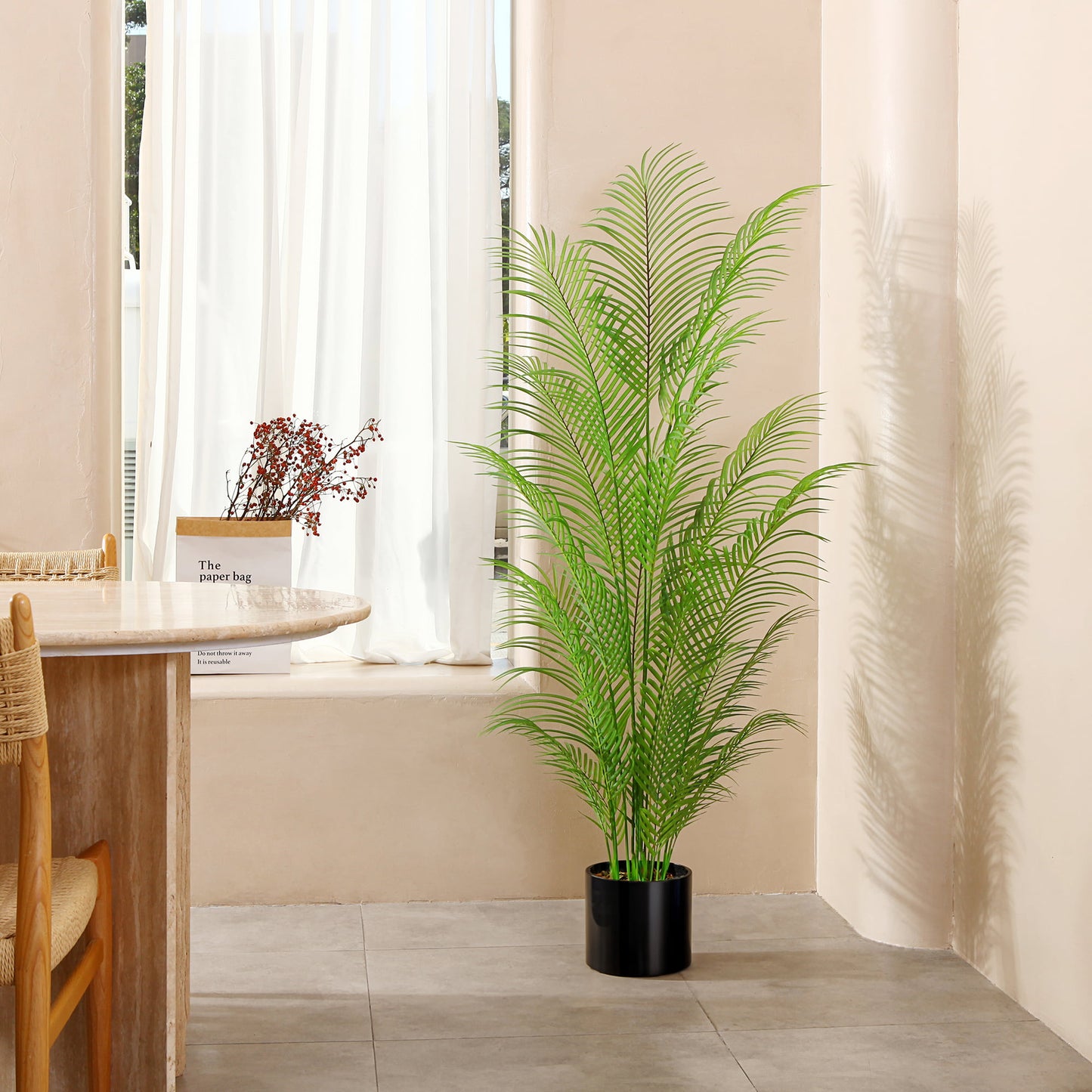 5 FT Artificial Areca Palm Tree in Pot Tall Faux Tropical Palm Plants for Home Office Decor Indoor Fake Green Potted Plant