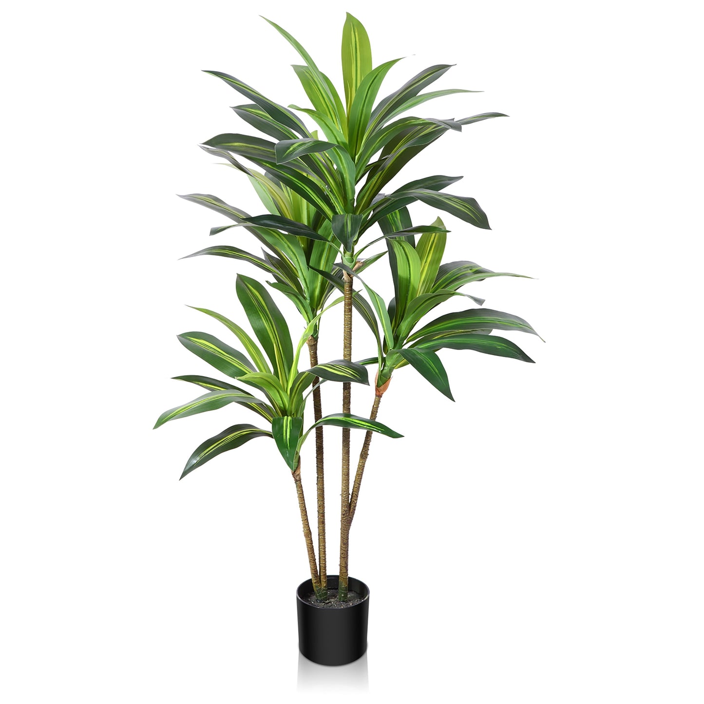 DR.Planzen Artificial Dracaena Tree, 4FT Tall Fake Tree Artificial Dracaena Plants for Indoor, Fake Trees for Office Home Living Room Floor Patio Greening Porch Decor, Set of 1