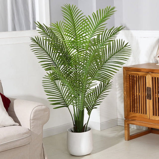 5 Feet Artificial Plants in Basket Faux Green Areca Palm Plant with Woven Seagrass Belly Basket, Fake Tree for Home Decor Office House Living Room Indoor Outdoor