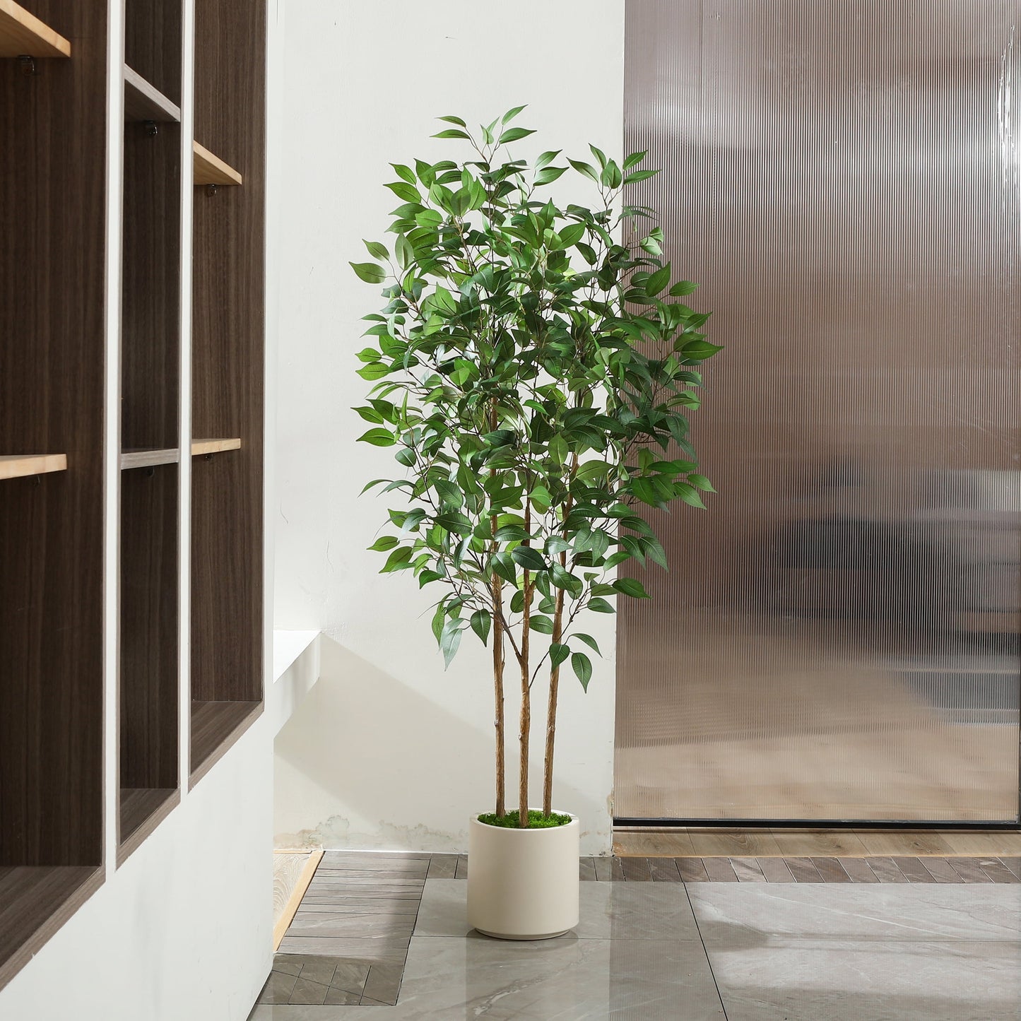 5 ft Faux Ficus Plant in Large White Planter, Artificial Ficus Tree in Pot, Perfect Home D¨¦cor