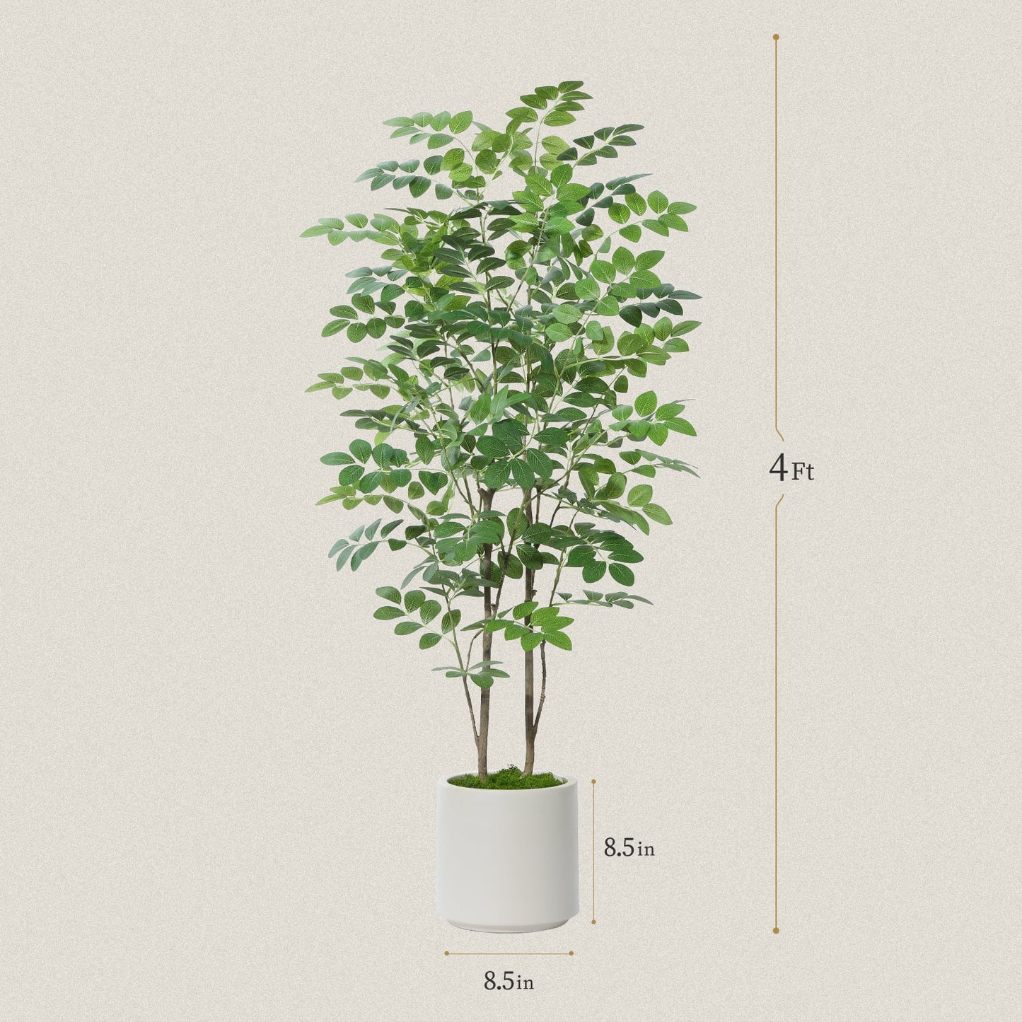 4FT Tall Large Artificial Eucalyptus Tree with 8.5 inches White Planter