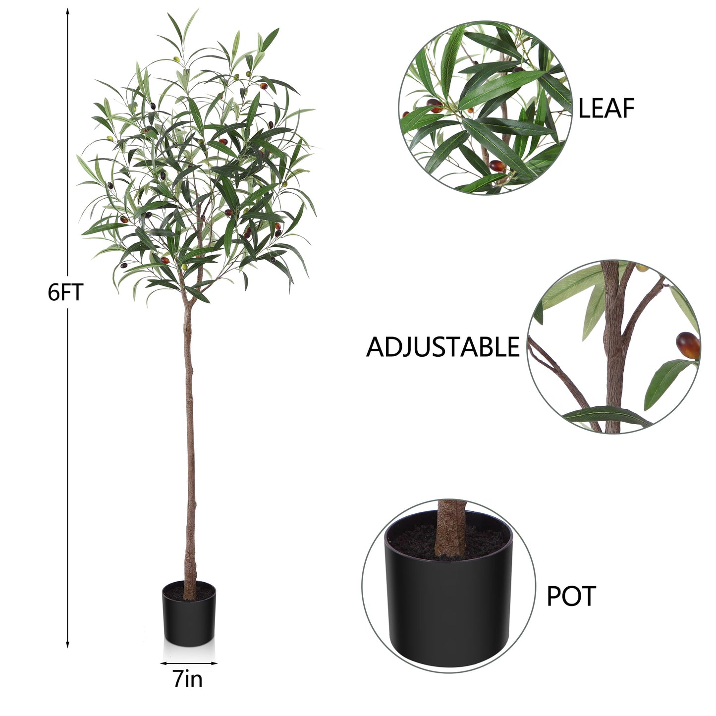 DR.Planzen Artificial Olive Tree 6FT Tall Fake Olive Plants Large Faux Trees for Home Decor Indoor Outdoor Office Gift Ornaments, Set of 1