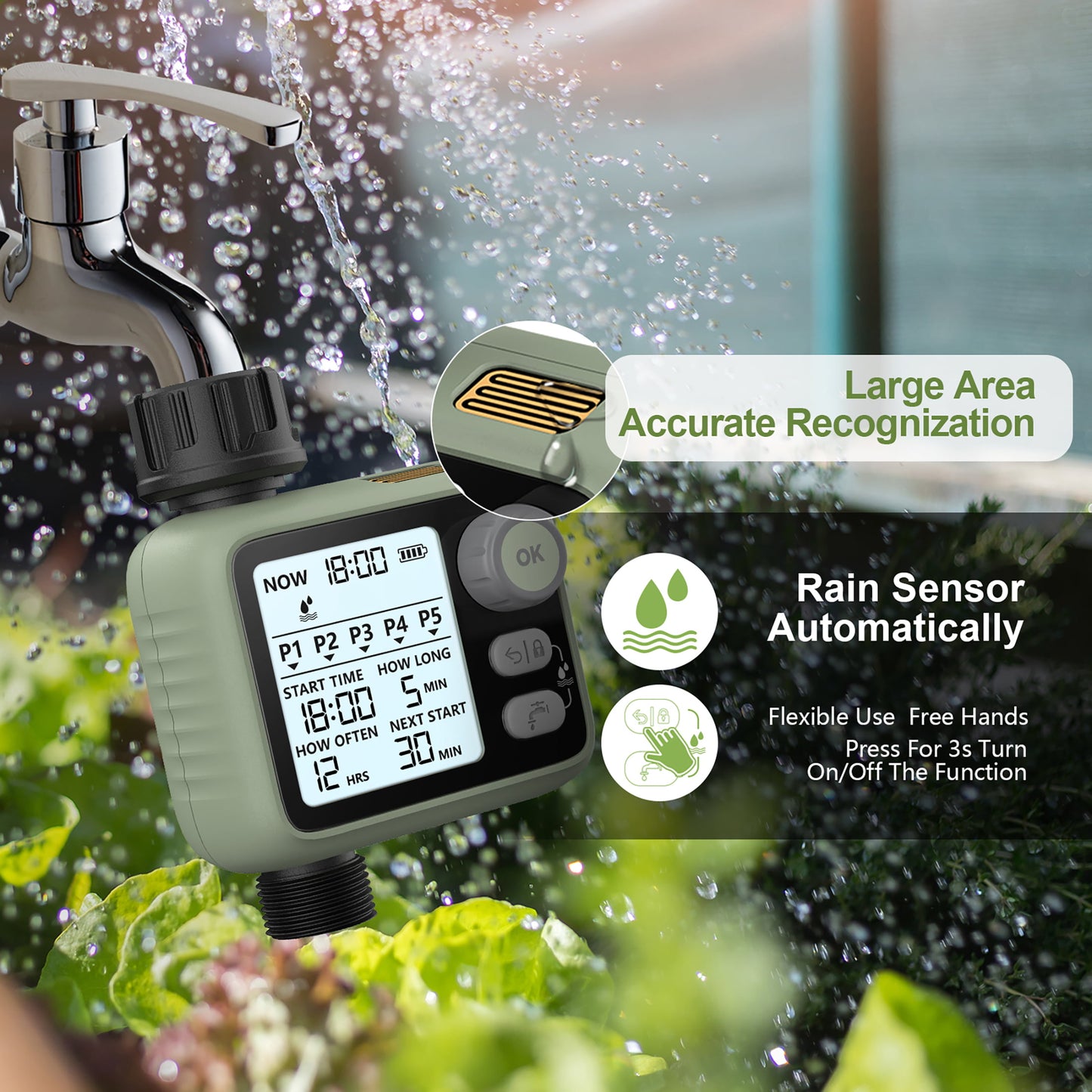 Kazeila Water Timer Irrigation System Hose Timer Water Sprinkler Timer Lawn & Garden Watering Equipment with Rain Delay/Automatic Watering System/IPX5 Waterproof/Child Lock Mode/Sprinklers for Lawns