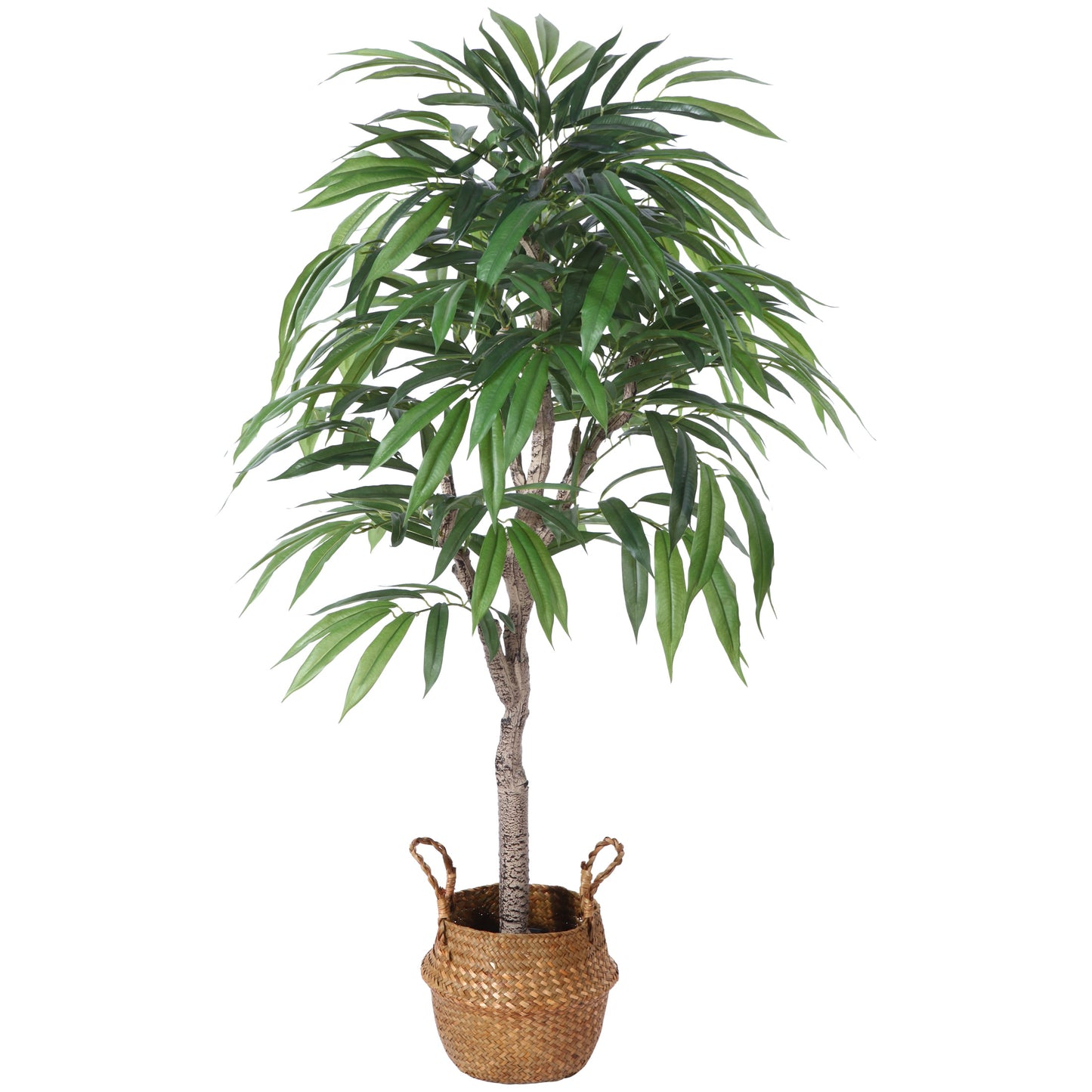 4 FT Artificial Ficus Tree in Basket, Fake Ficus Silk Plants, Pre Potted Faux Ficus Tree for Home Decor Living Room Office