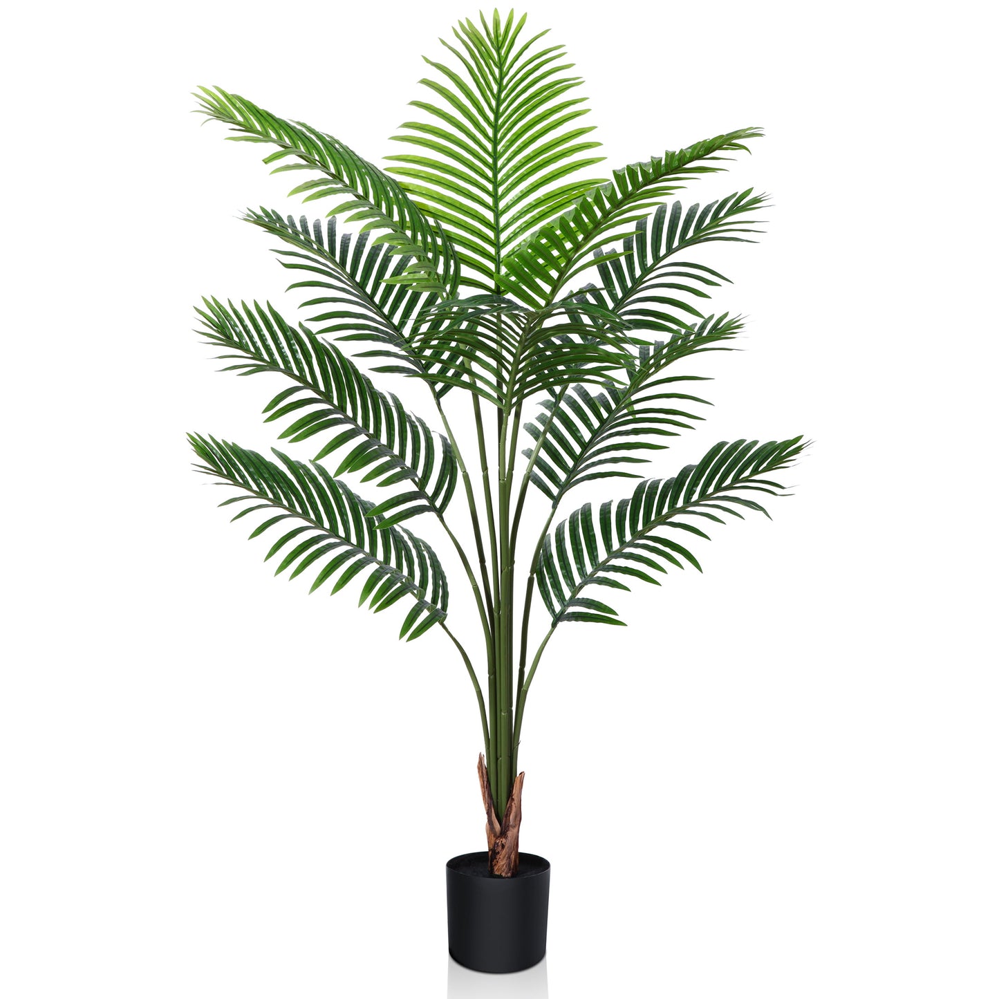 Artificial Tropical Palm Plants 4 Feet Fake Plant for Home Decor Indoor Outdoor Faux Areca Palm Tree in Pot for Home Office Perfect Housewarming Gift