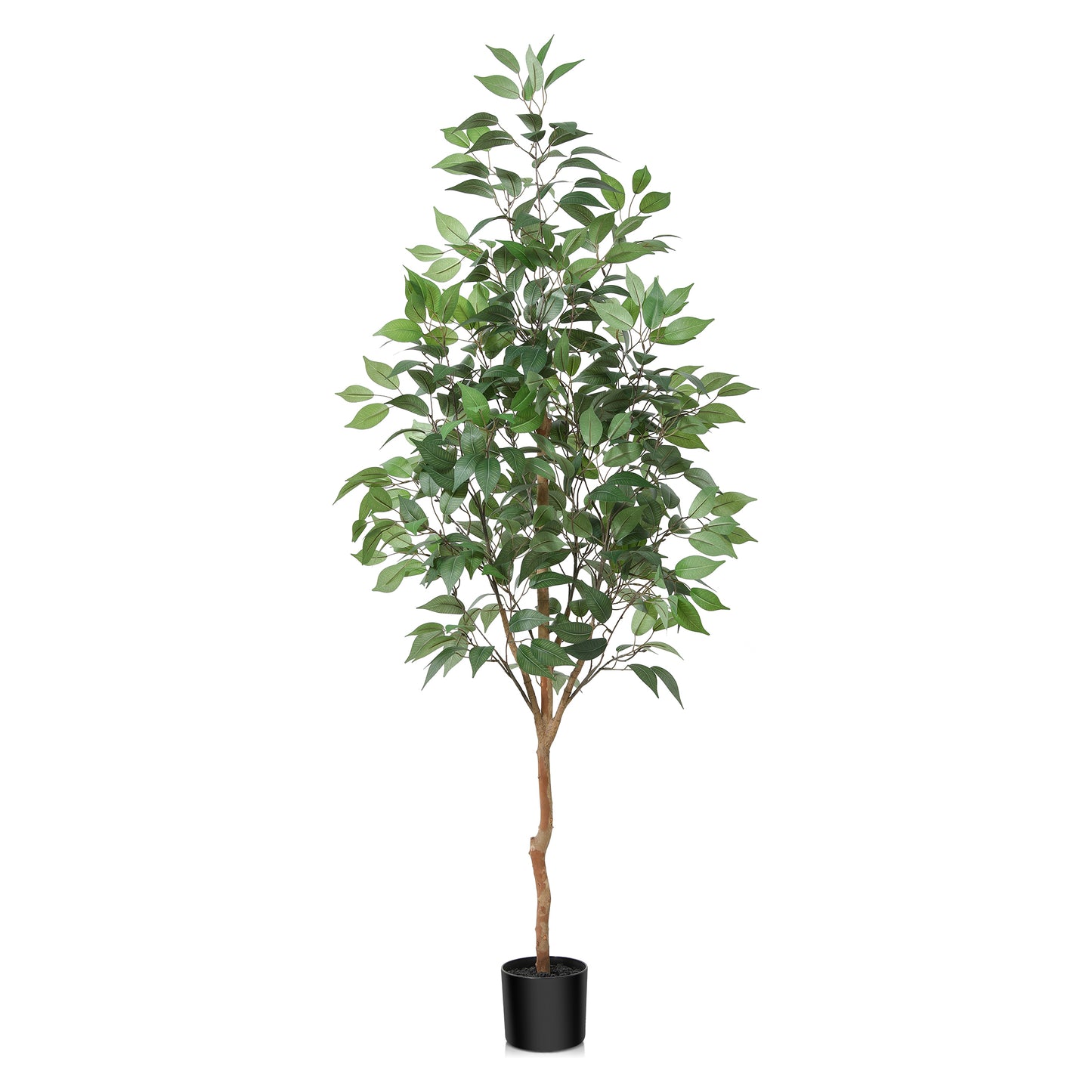 5 ft Realistic Artificial Ficus Tree in Pot, Natural Trunk, Lush Leaves, Lifelike Faux Tree