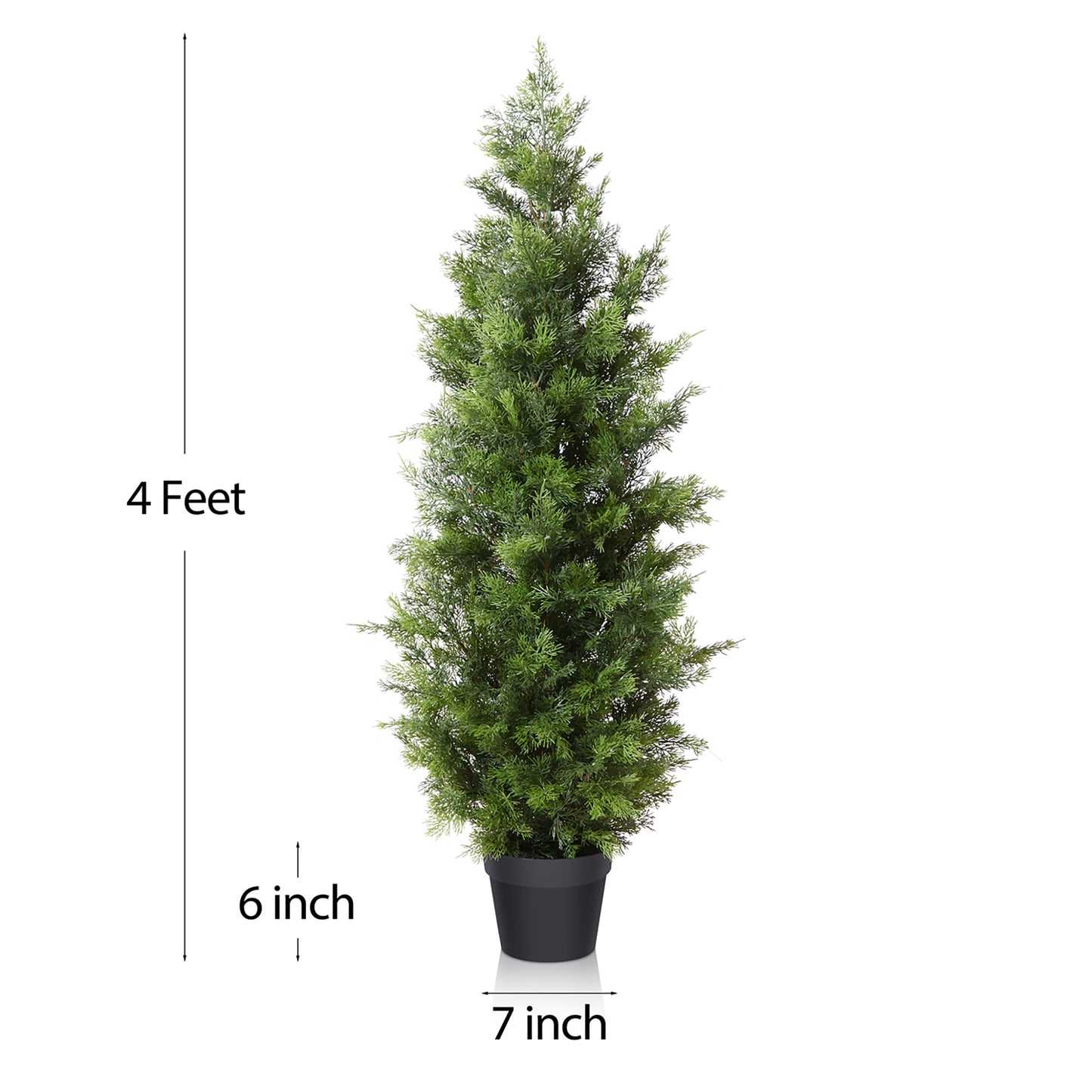 4Ft Outdoor Artificial Topiary Cedar Plants Fake Tree UV Rated Potted Tree for Porch Decor Faux Pine Tree for Perfect Housewarming Gift 1 Pack