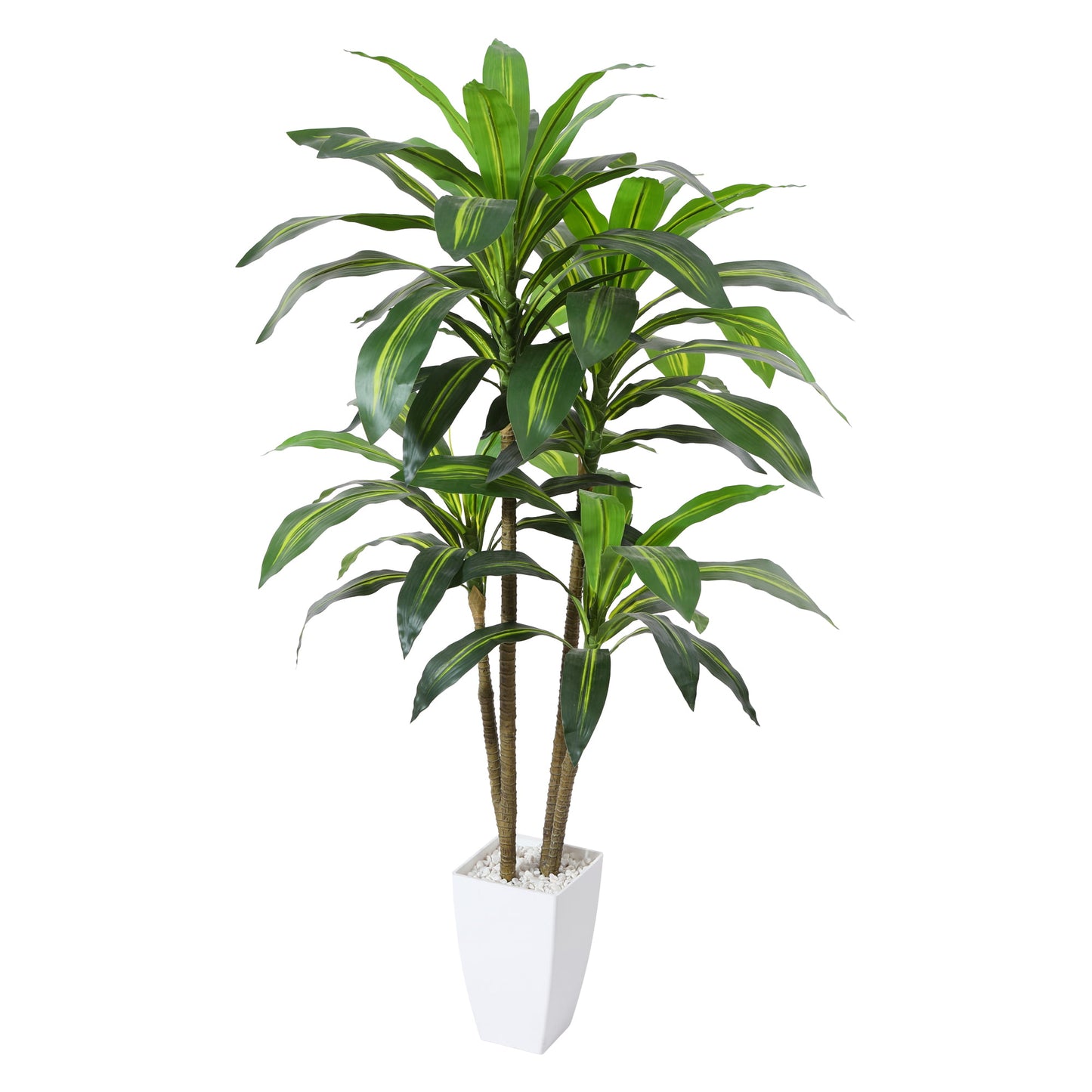 4FT Artificial Dracaena Tree with White Taper Planter Fake Tree Faux Artificial Plants for Indoor Outdoor Wall Office Home Living Room Floor Decor