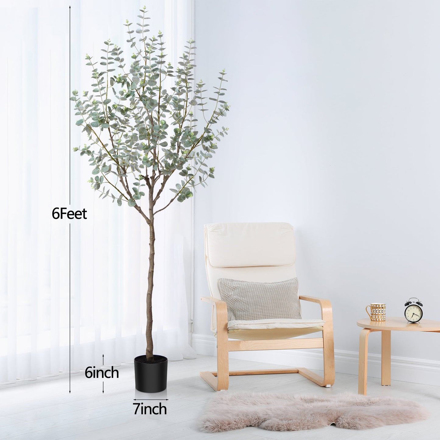 DR.Planzen Artificial Eucalyptus Tree 6Ft Faux Eucalyptus Plant in Pot Fake Tree for Home Decor Indoor Living Room Perfect Housewarming Gift Green 1Pack